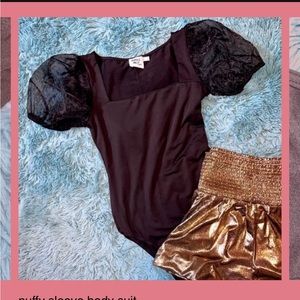 Puffy sleeve bodysuit